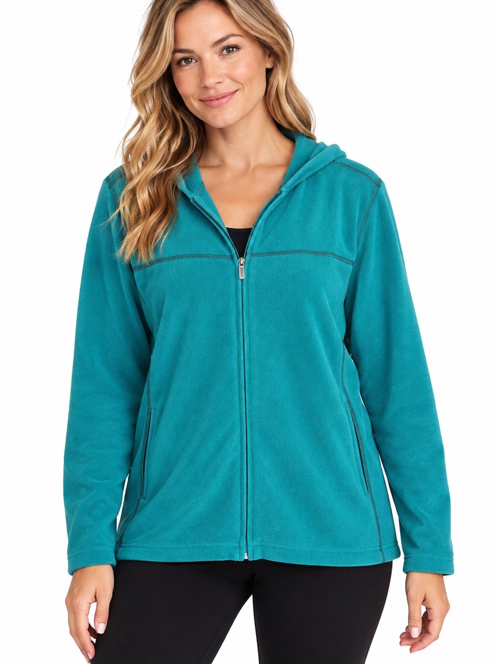 Junonia Teal Full Zip Fleece Hoodie Jacket 1X Plus Size